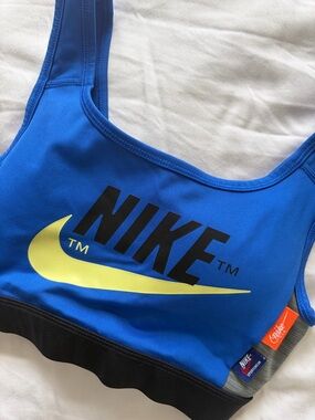 Nike Royal Blue Sports Bra with Yellow Swoosh